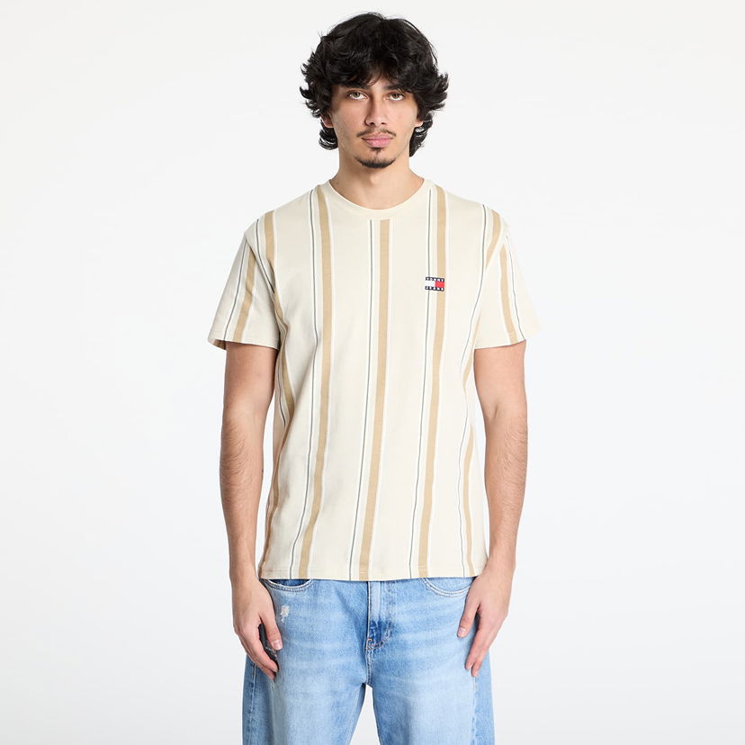 Majica Tommy Hilfiger Tommy Jeans Regular Vertical Stripe Tee Bež | DM0DM21364 ACG