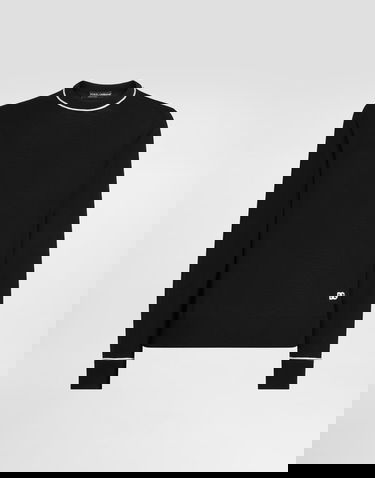 Pleteni pulover Dolce & Gabbana Dolce & Gabbana Wool Pullover with Contrasting Trim Črna | GXX02ZJDVBSN0000, 0