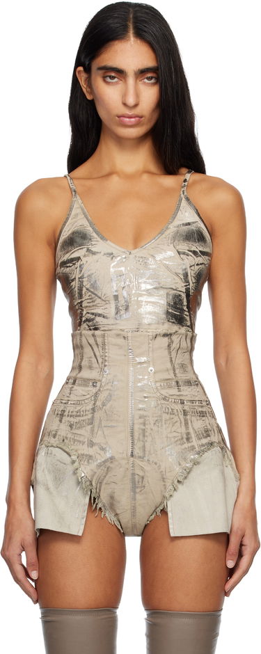 Majica brez rokavov Rick Owens DRKSHDW Concordians Foil Denim Camisole Kovinski | DS02E7132 SDPF, 0
