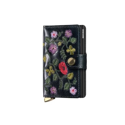 Denarnica Secrid Miniwallet Stitch Floral Card Holder Črna | MSt-Black