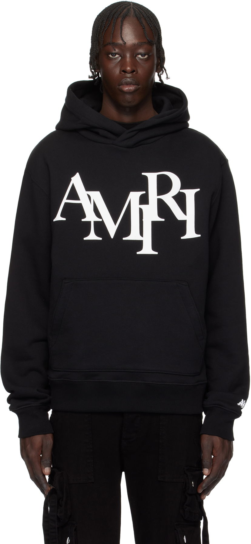 Pulover AMIRI Staggered Logo Print Hoodie Črna | AMJYHD1094
