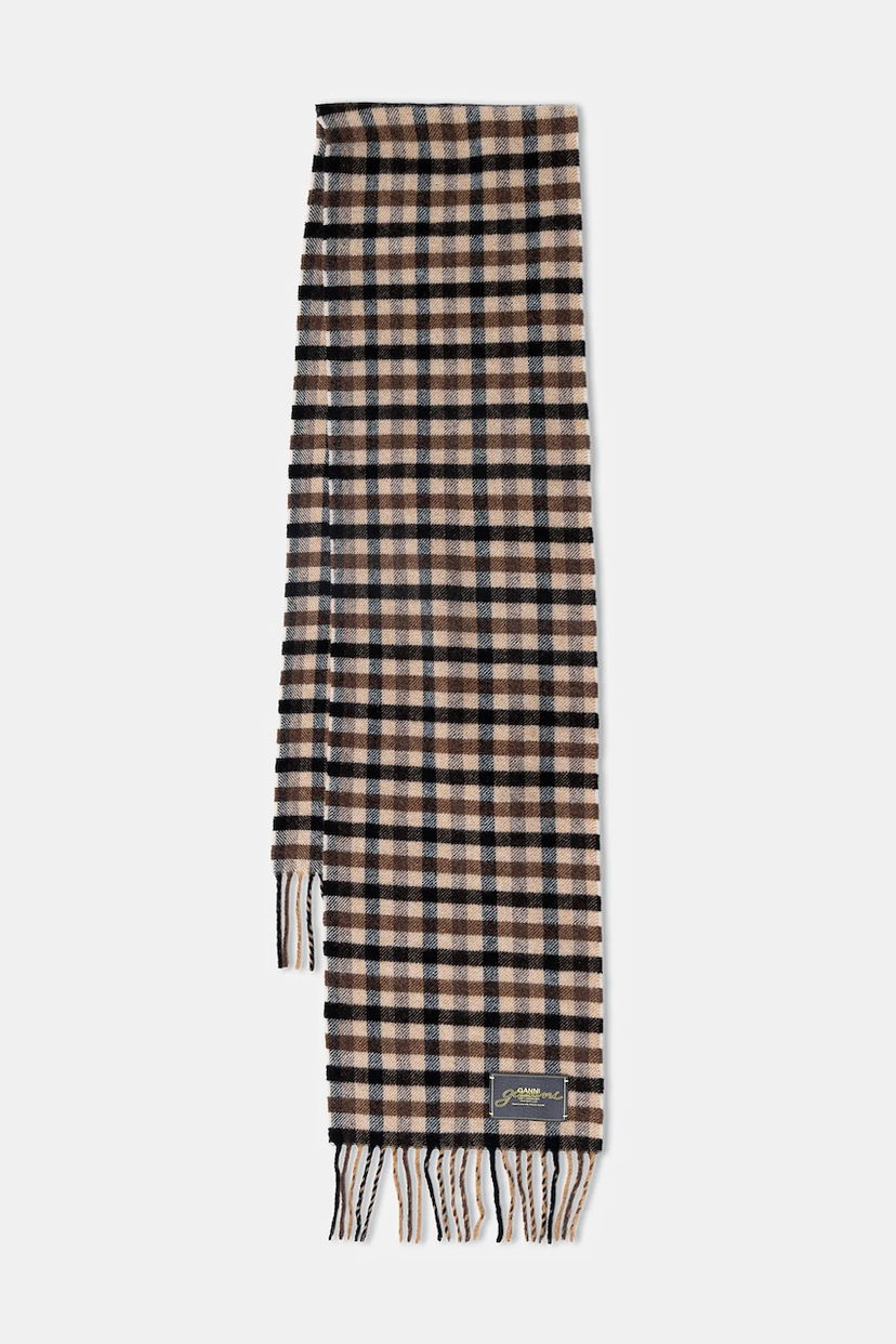 Šala GANNI Graphic Wool Checked Scarf Večbarvna | A6668