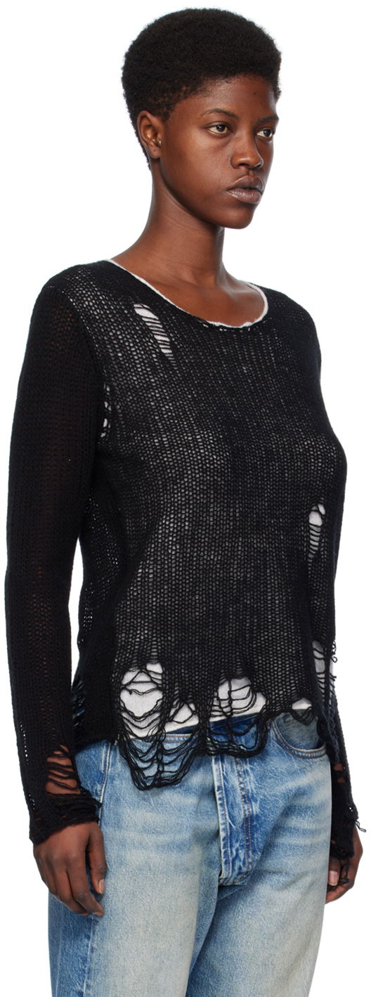 Pleteni pulover R13 R13 Layered Distressed Knit Sweater Črna | R13WY206-Y122B, 1