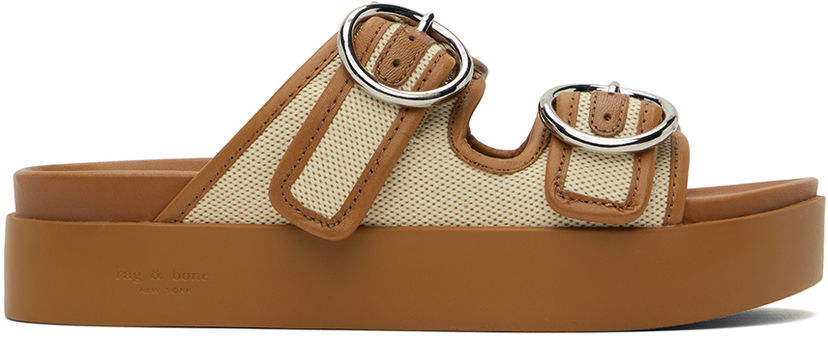 Modni dodatki rag & bone Rag & Bone Geo Buckle Platform Slides Rjava | WFF24PF034CV34