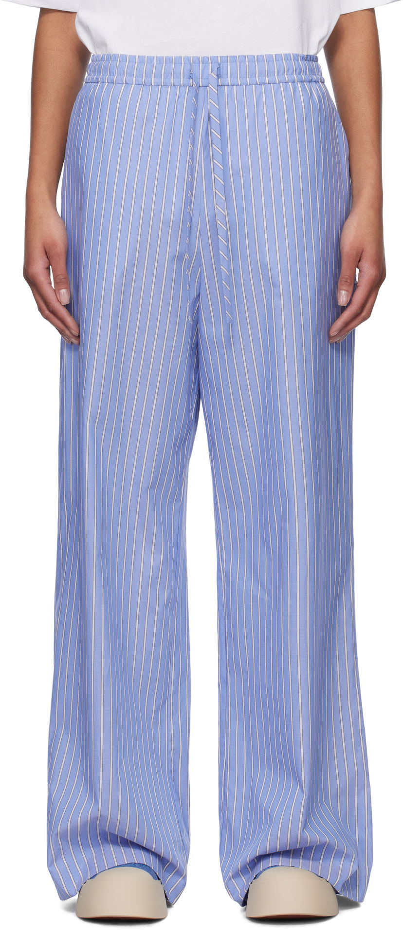 Hlače Marni Marni Loose Striped Trousers Modra | PAMA0071S1 UTC455