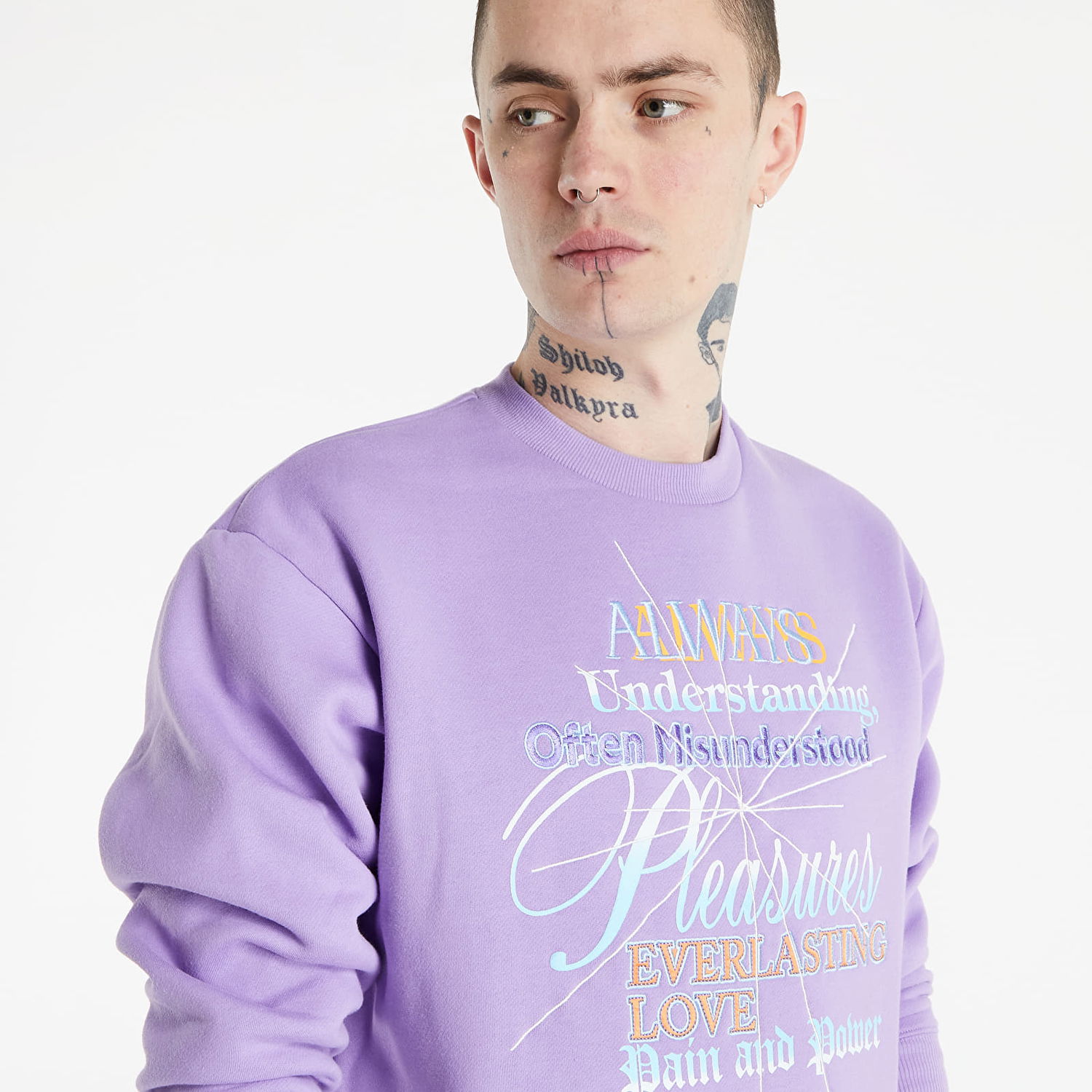 Pulover Pleasures Faith Crewneck Sweatshirt Lila | P21W027 Purple, 0