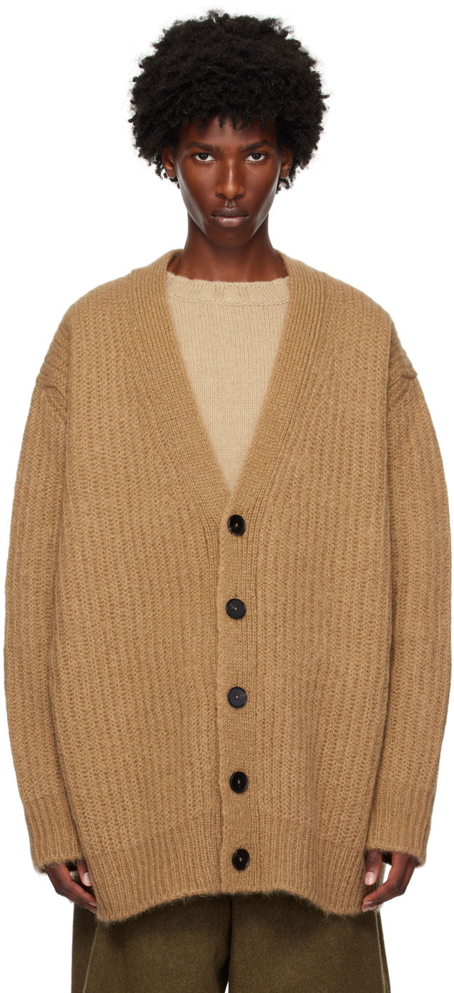 Pleteni pulover Jil Sander Brown Mohair Cardigan Bež | J22HP0030_J14715