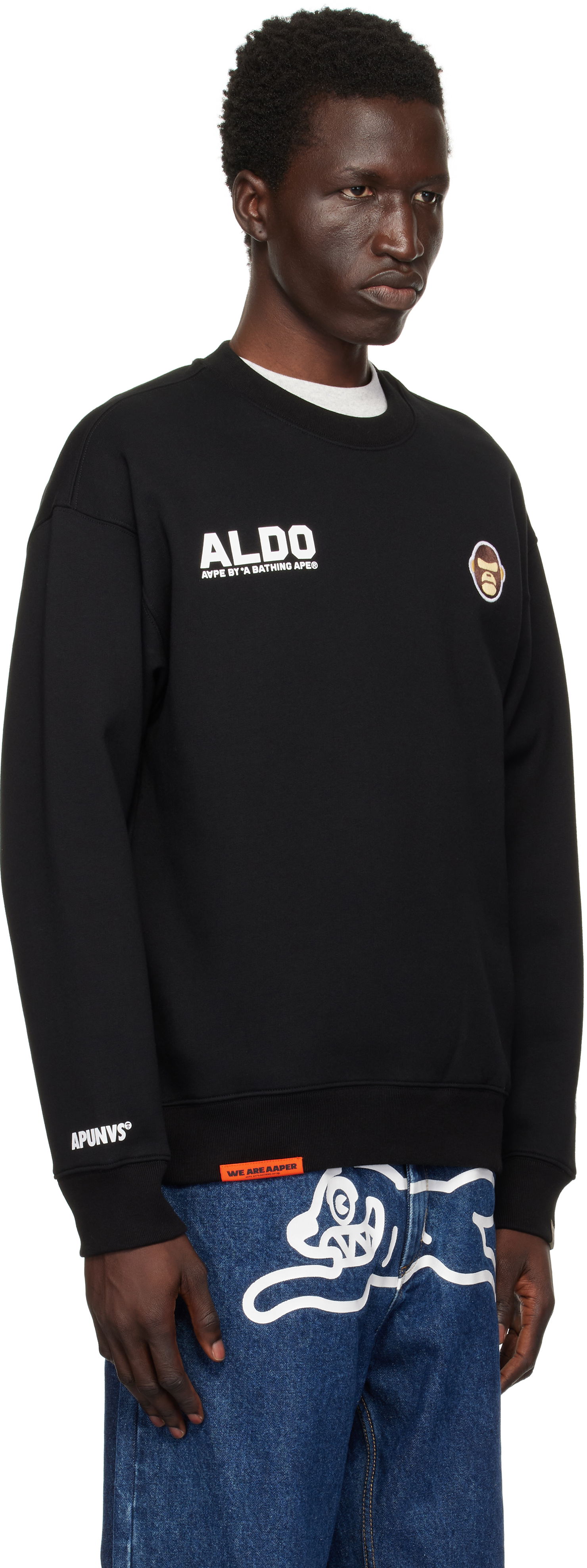 Pulover AAPE by A Bathing Ape AAPE by A Bathing Ape 'AAPER Aldo' Sweatshirt Črna | AAPSWMB377XXNBKX, 1