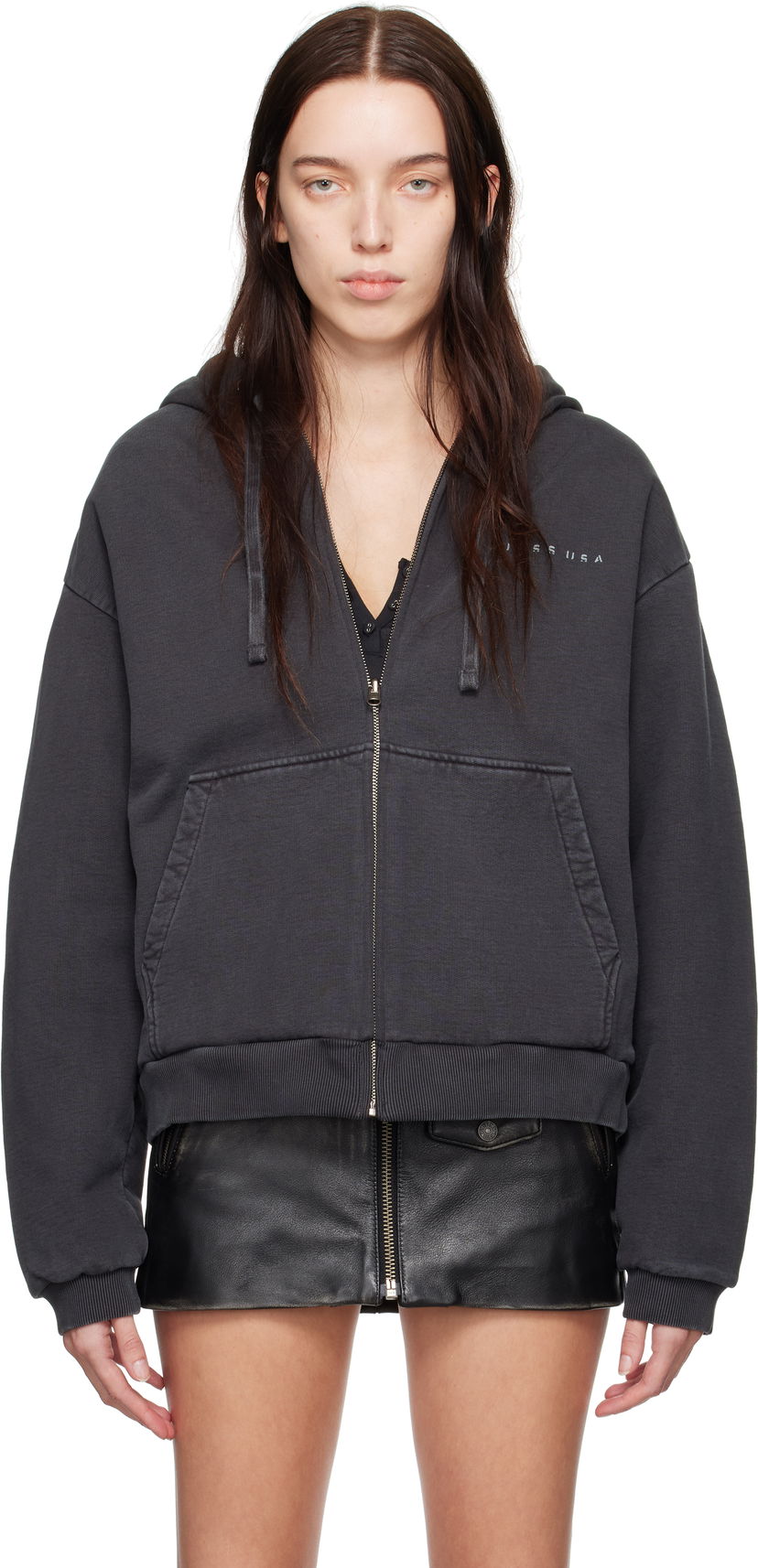 Pulover GUESS Zip Hoodie Siva | M4BQ01KBMY0