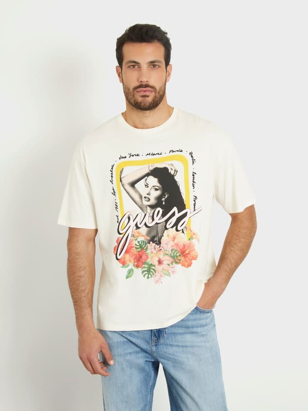 Majica GUESS Front Print T-Shirt Bela | M4GI12K9RM1