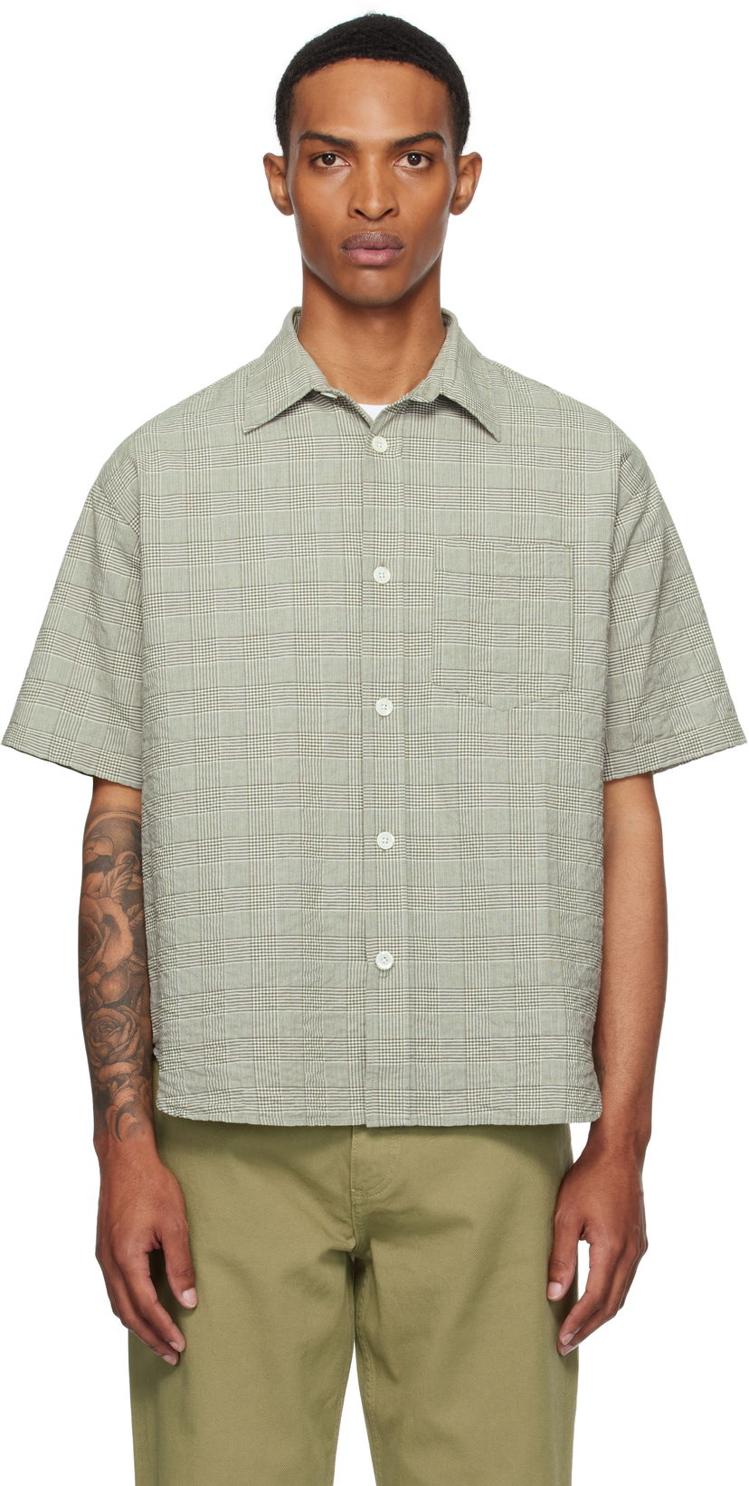 Srajce NORSE PROJECTS Norse Projects Mo Oversized Check Short Sleeve Shirt Zelena | N40-0827