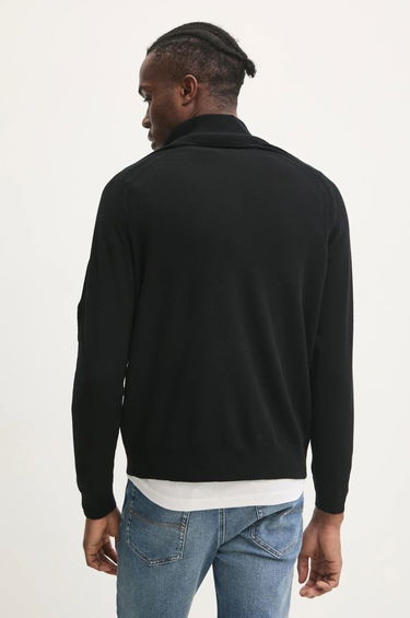 Pleteni pulover C.P. Company Lightweight Half-Zip Merino Wool Sweater Črna | 17CMKN193A005528A, 2