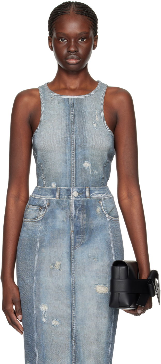Majica brez rokavov Acne Studios Printed Tank Top Modra | AL0410-