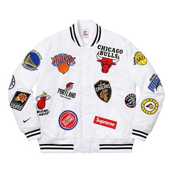 Bomber jakna Supreme Nike NBA Teams Warm-Up Jacket Bela | SUP-SS18-788