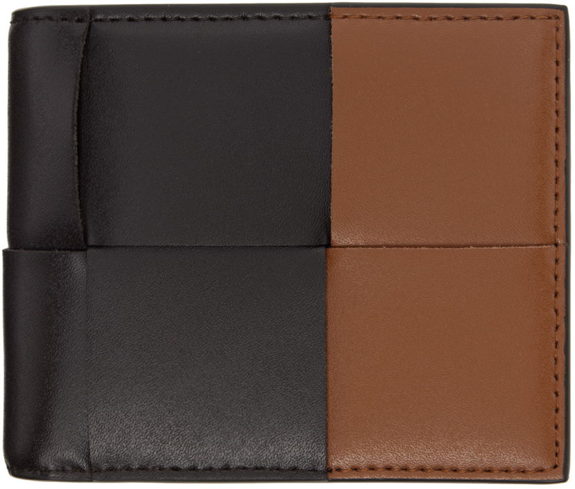 Denarnica Bottega Veneta Black & Brown Cassette Bi-Fold Wallet Črna | 743004 V4HD3 2476