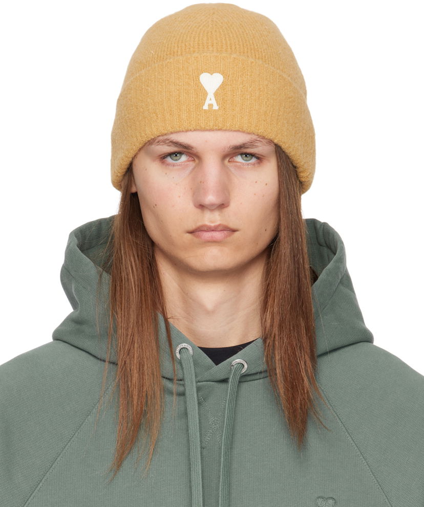 Beanie AMI Paris Yellow Off-White de Cœur Beanie Rumena | UHA115.KN0032