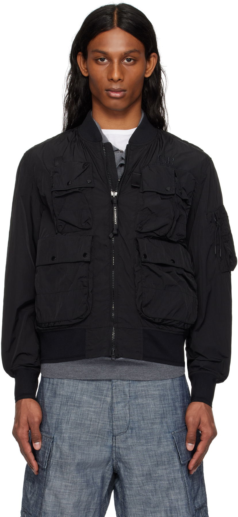 Bomber jakna C.P. Company C.P. Company Chrome-R Multipocket Bomber Jacket Črna | 18CMOW010A-005904G