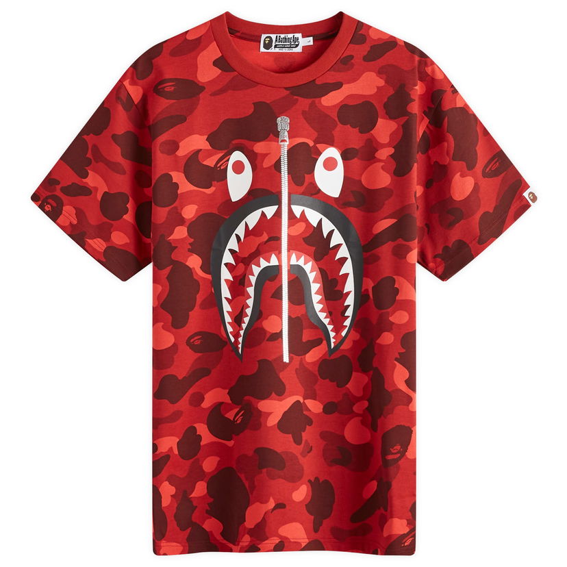 Majica BAPE A Bathing Ape Camo Shark Graphic Tee, Size L Rdeča | 001CSK801008M-RED