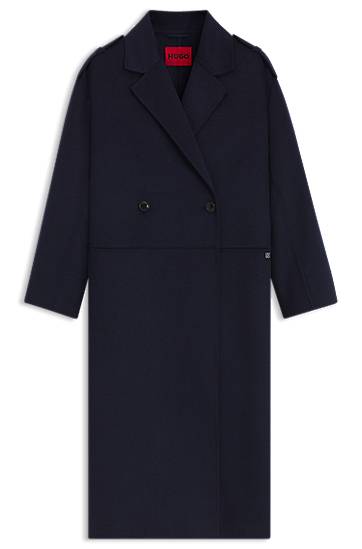 Plašči BOSS Oversized Double-Breasted Coat Mornarica | 50542299