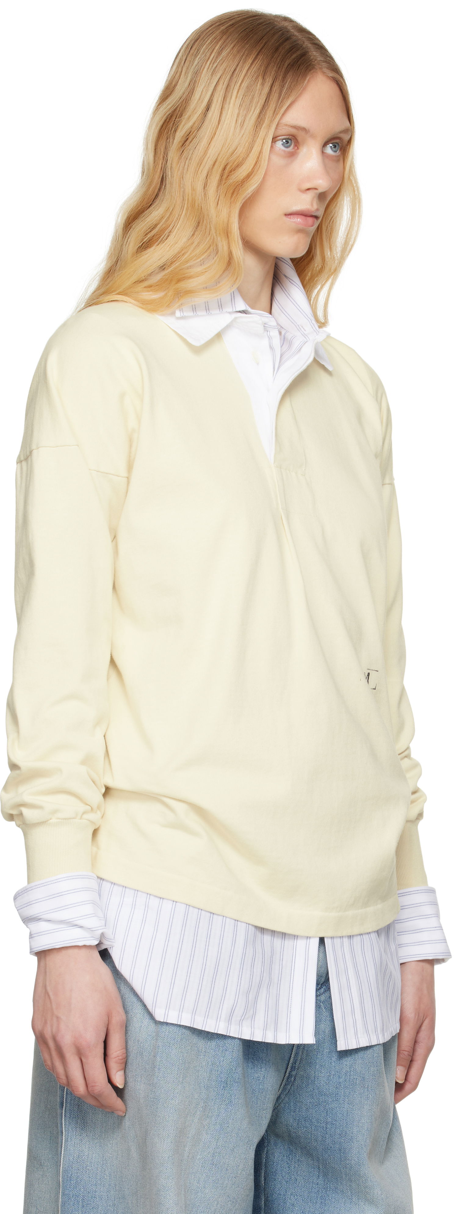 Polo majica Maison Margiela Maison Margiela Printed Logo Long Sleeve Polo Rumena | S51GL0056 M20096, 1
