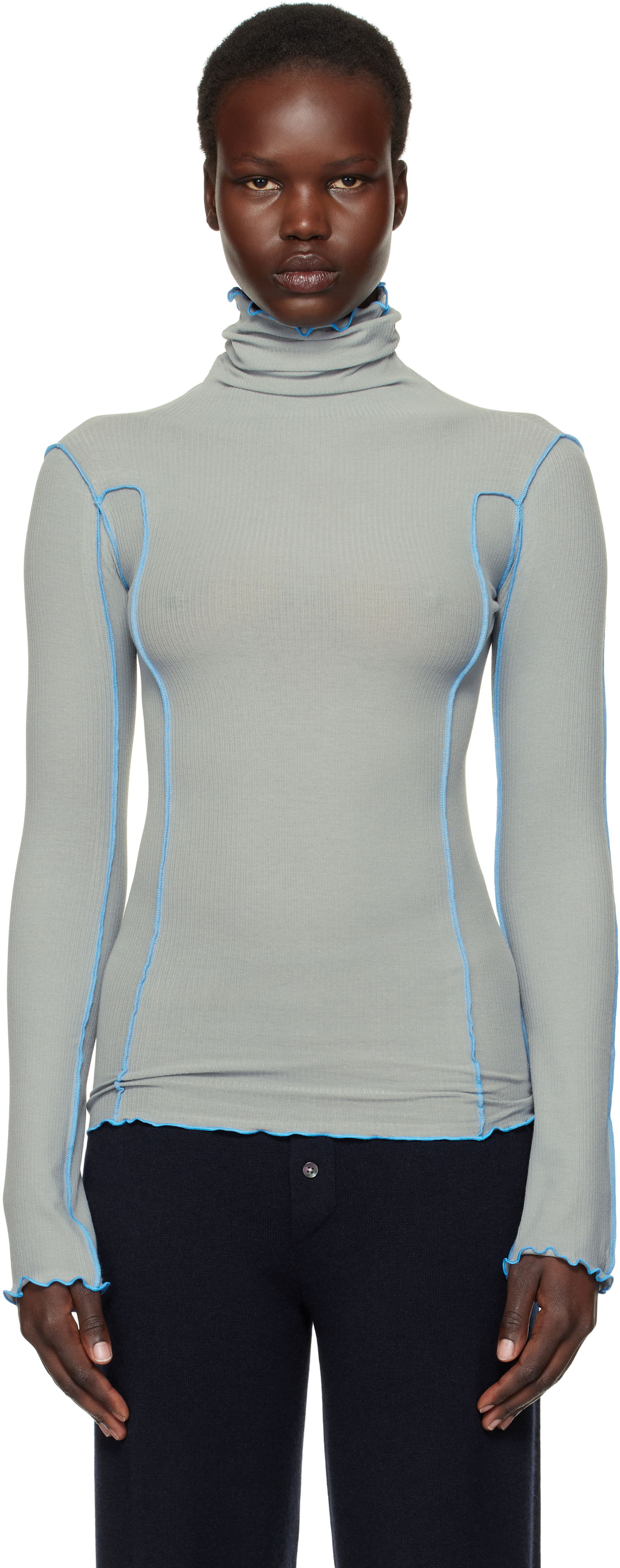 Pleteni pulover Baserange Turtleneck Long Sleeve Top Siva | TTOMT-RB-SP25, 0