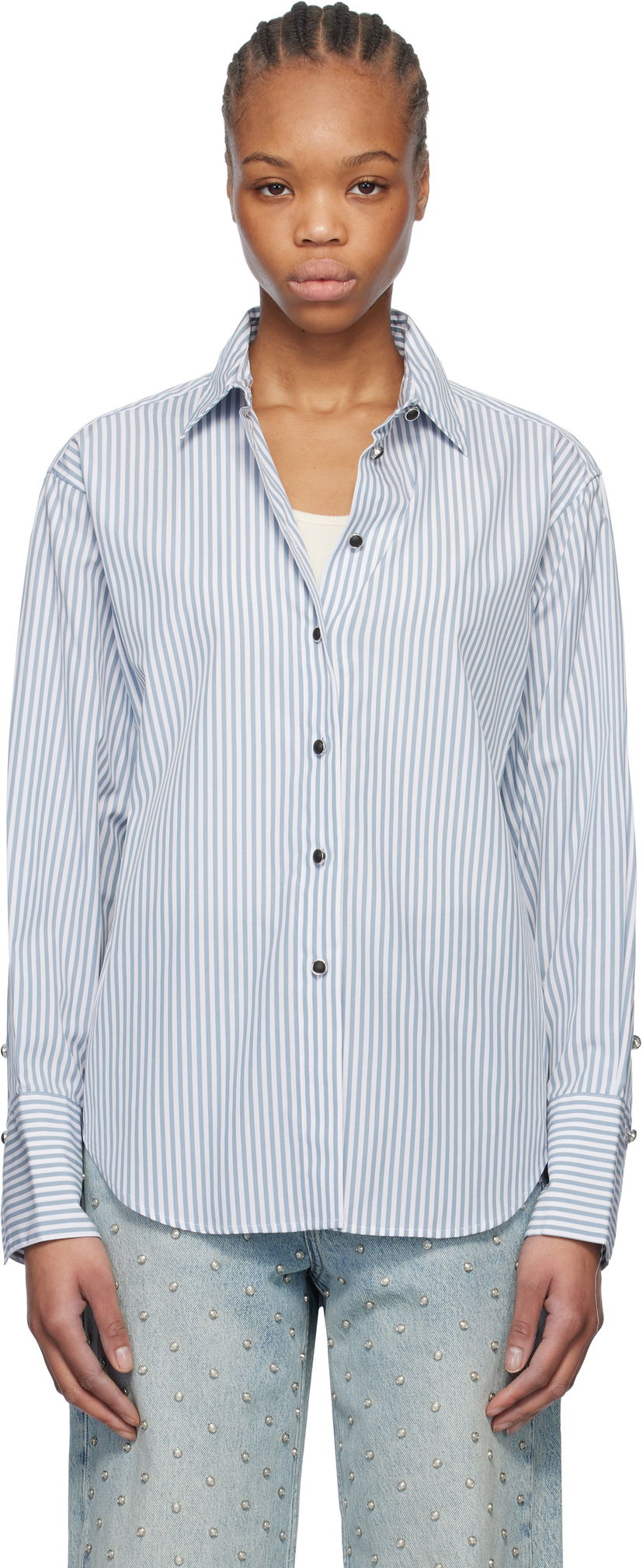Srajce rag & bone rag & bone Eve Striped Shirt Modra | WAW24HA0184618
