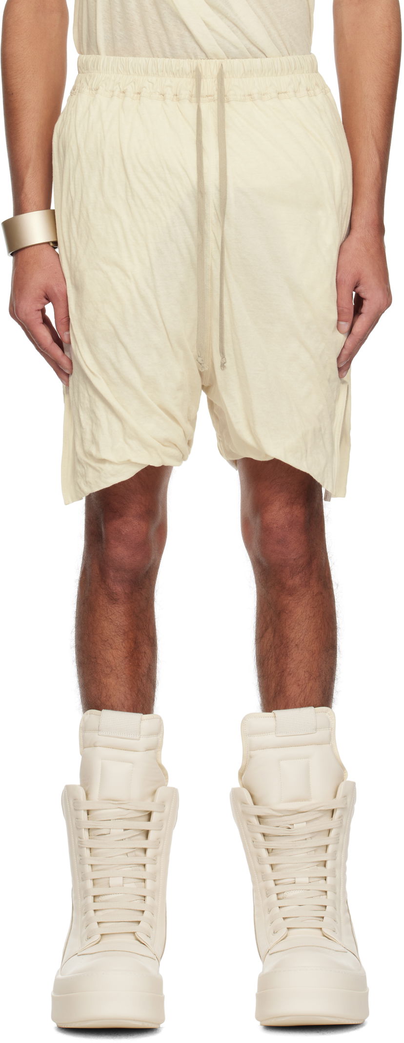 Kratke hlače Rick Owens Rick Owens Hollywood DBL Long Boxers Shorts Bež | RR01E5304 UCDB