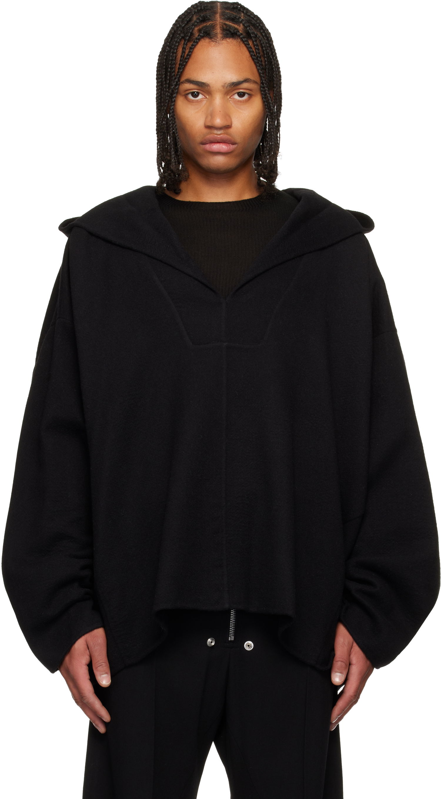 Plašči Rick Owens Concordians LS Hip Kaftan Coat Črna | RR02E1726 DBC, 0