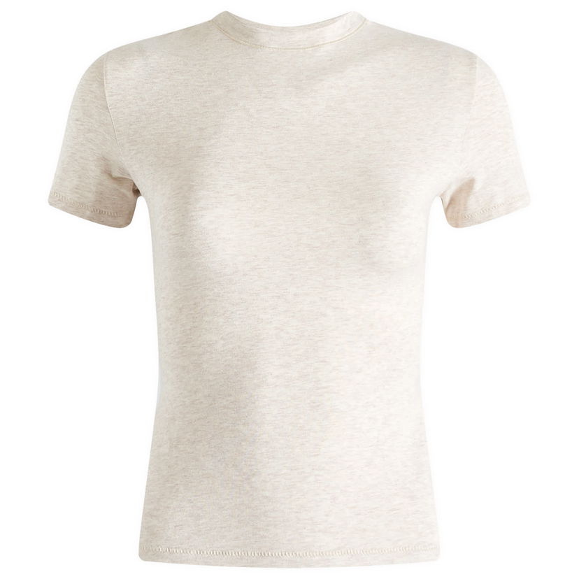 Majica SKIMS SKIMS Cotton Jersey T-Shirt, Size Large Bež | AP-TSH-0638-OATHEATHER