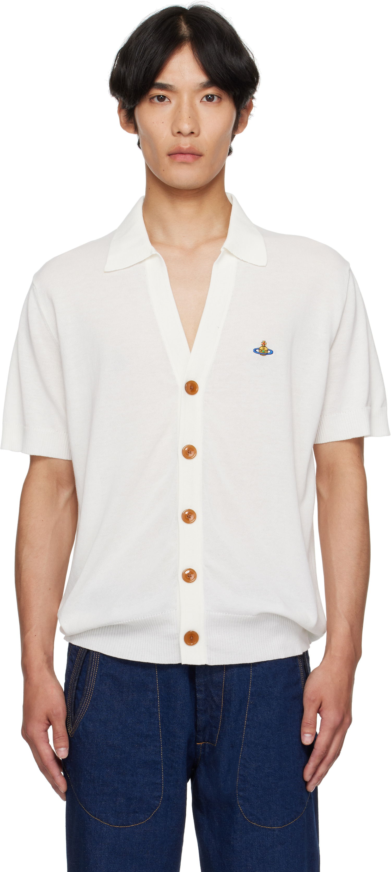 Pleteni pulover Vivienne Westwood Vivienne Westwood Cotton Polo Cardigan Bela | 2701001D-Y003F-, 0