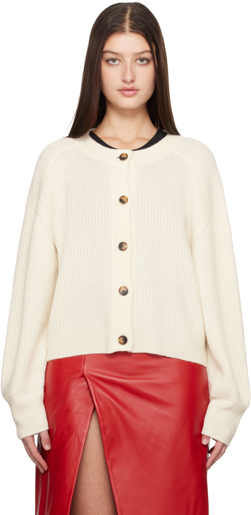 Pleteni pulover Loulou de Saison Loulou de Saison Bastia Knit Cardigan Bela | BASTIA
