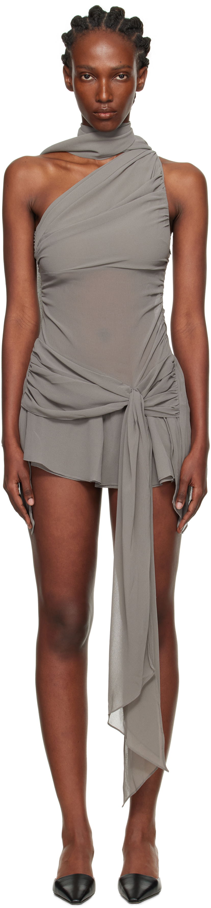 Obleke GUIZIO Guizio Cyrielle One-Shoulder Mini Dress Siva | P25426W096