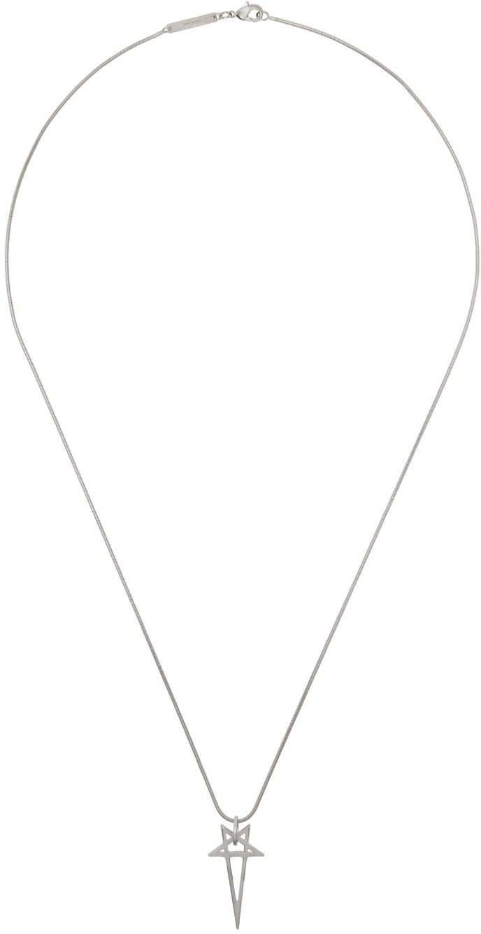 Ogrlica Rick Owens Silver Porterville Pentagram Charm Necklace Kovinski | RJ0000066 MMT
