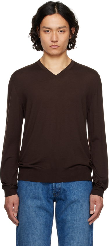 Pleteni pulover The Row The Row Dimarco V-Neck Sweater Rjava | 917-Y590, 0
