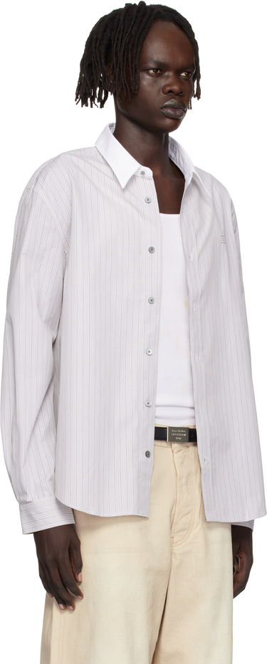 Srajce Acne Studios Acne Studios Striped Button-Up Shirt Turkizna | CB0114-, 4