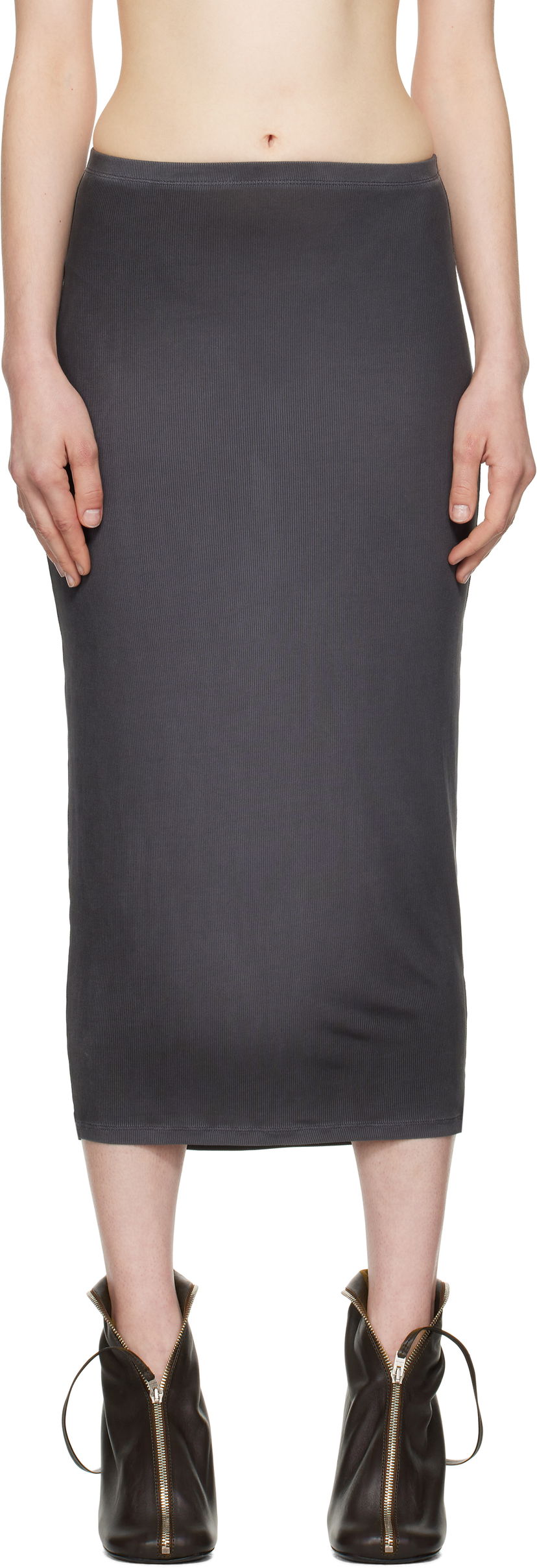 Krila Acne Studios Acne Studios Midi Ribbed Skirt Siva | AF0505-