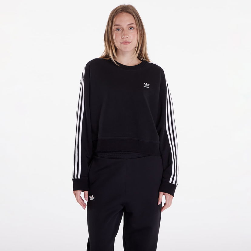 Pulover adidas Originals 3 Stripes Classics Crew Black Črna | IR5522