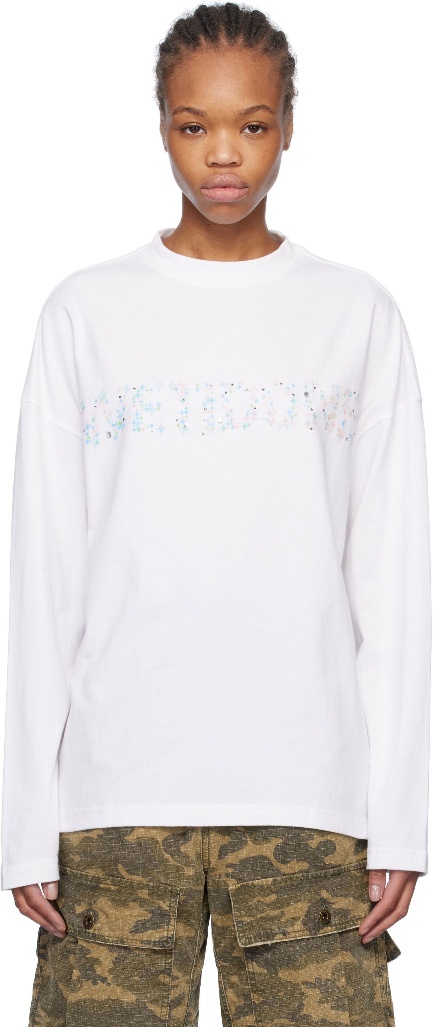Majica We11done We11done Sparkle Logo Long Sleeve T-Shirt Bela | WD-TT0-25-742-U-WH, 0
