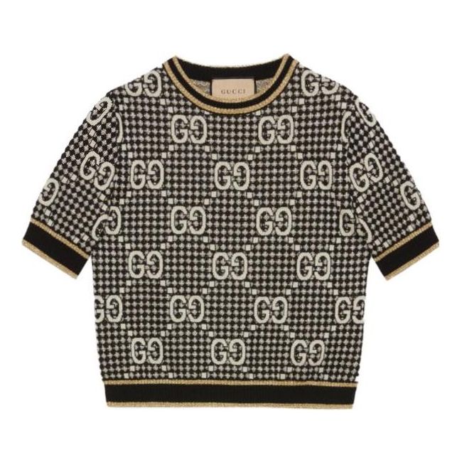 Pleteni pulover Gucci GG Wool Blend Jacquard Top Črna | 743322-XKC8Y-1209