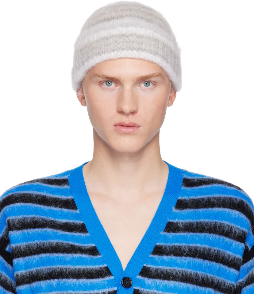 Beanie Marni Striped Mohair Beanie Siva | CLZC0153Q0 UFU174