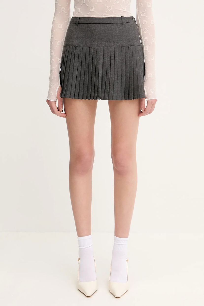 Krila Marine Serre Marine Serre Regenerated Tailoring Pleated Mini A-Line Skirt Siva | WSK063A.DWOV0057