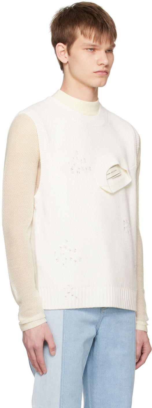 Pleteni pulover Feng Chen Wang Feng Chen Wang Distressed Vest Bela | FUS15KT06, 1