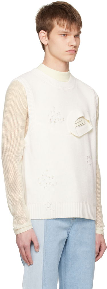 Pleteni pulover Feng Chen Wang Feng Chen Wang Distressed Vest Bela | FUS15KT06, 1