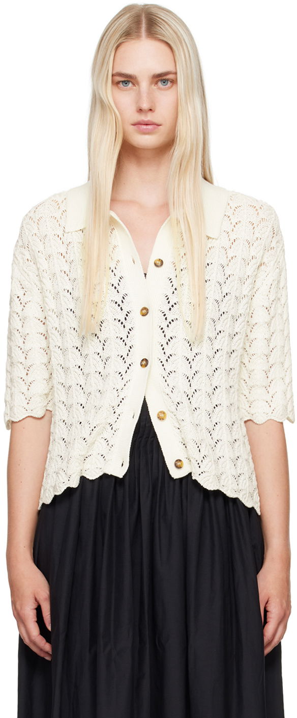 Pleteni pulover Loulou de Saison Loulou de Saison Adria Knitted Cardigan Bela | ADRIA