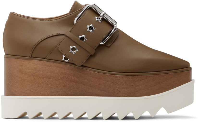 Superge in čevlji Stella McCartney Elyse Star-Studded Buckle Platform Derbys Rjava | 810389AP0AL0