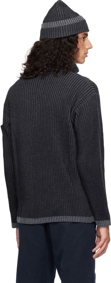 Pleteni pulover Stone Island Stone Island Vanisé Full Rib RWS Wool Quarter-Zip Sweater Črna | 8115516C1, 2