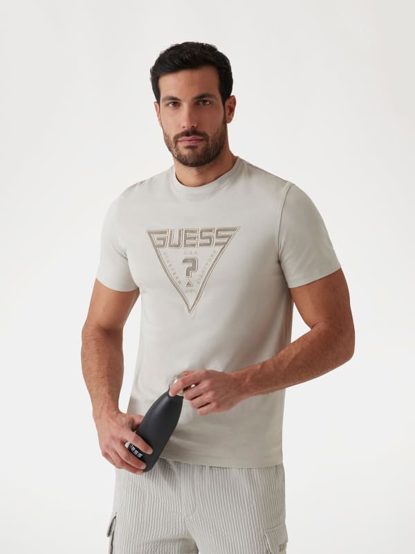 Majica GUESS Guess Triangle Logo Embroidered T-Shirt Bež | Z5RI03I3Z14