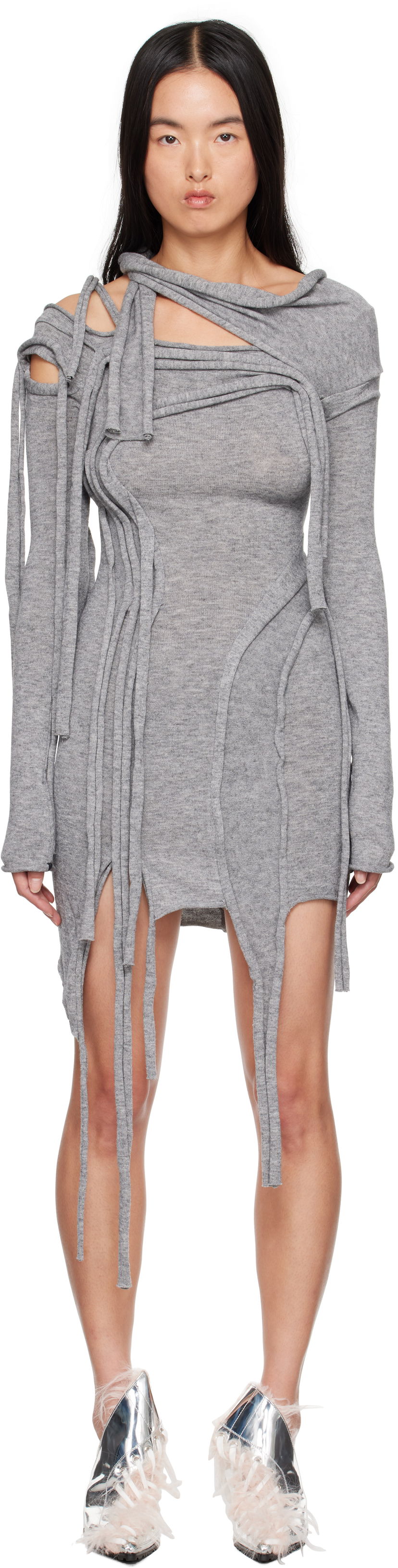 Obleke Ottolinger Ottolinger Strappy Knit Minidress Siva | 2204030111