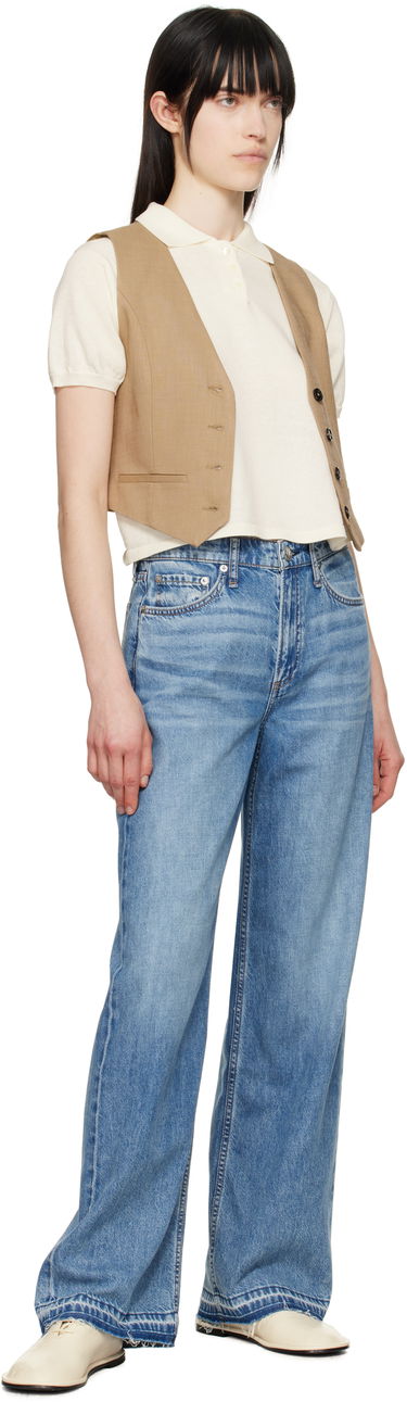 Kavbojke rag & bone Rag & Bone Featherweight Logan Wide-Leg Jeans Modra | WDD24H2935FWOR, 3