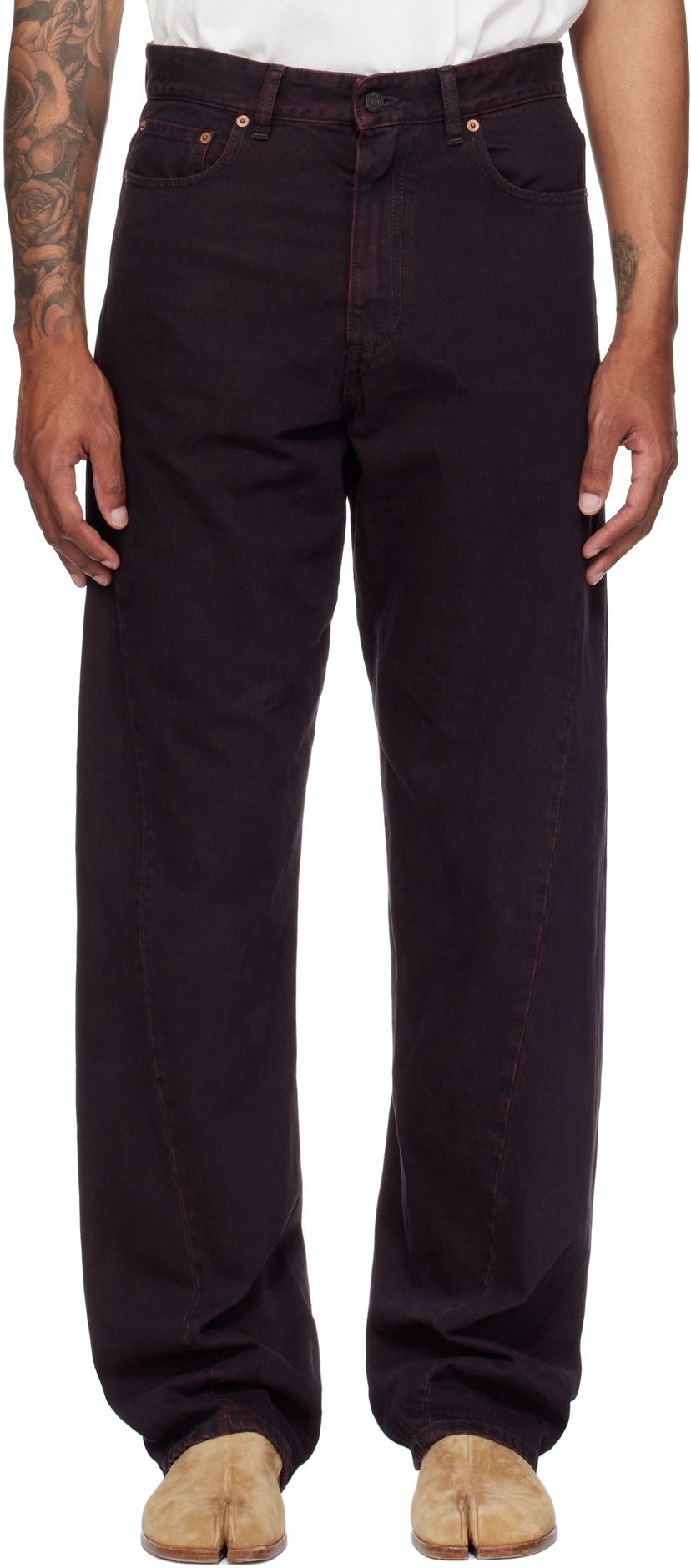 Kavbojke Maison Margiela MM6 Maison Margiela Twisted Seam Jeans Bordo | SH0LA0024 M30032
